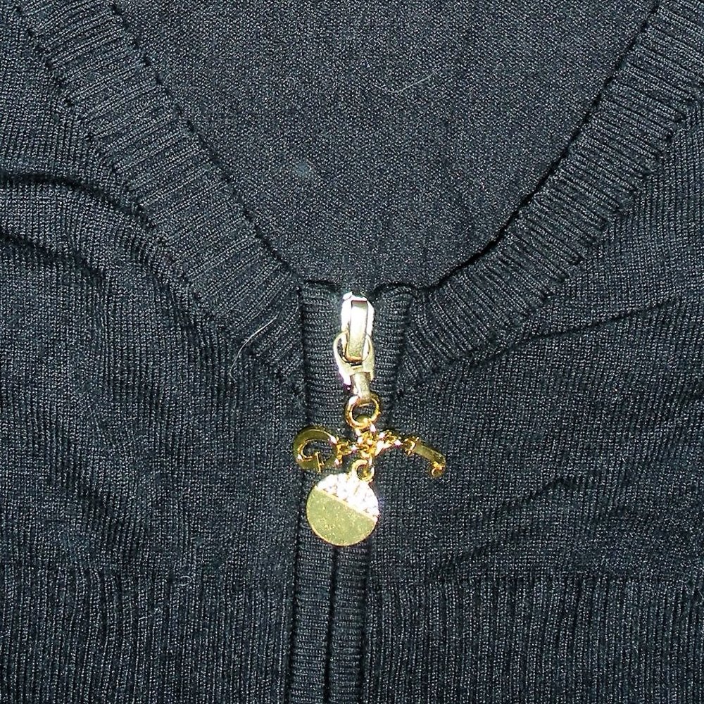 Vintage GUESS Black Front zip V neck cardigan SZ: M - Picture 4 of 6